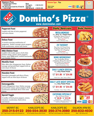 dominos menu prices