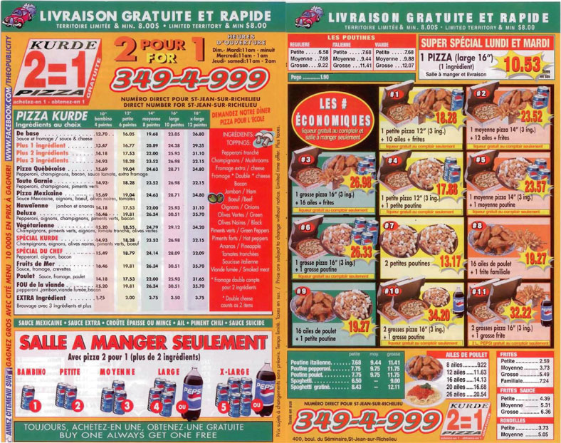 Kurde Pizza 400, boul du Séminaire N, SaintJeanSurRichelieu, QC